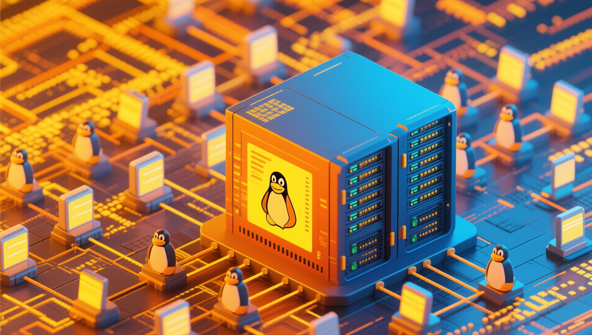 Bild von linux server with many clients